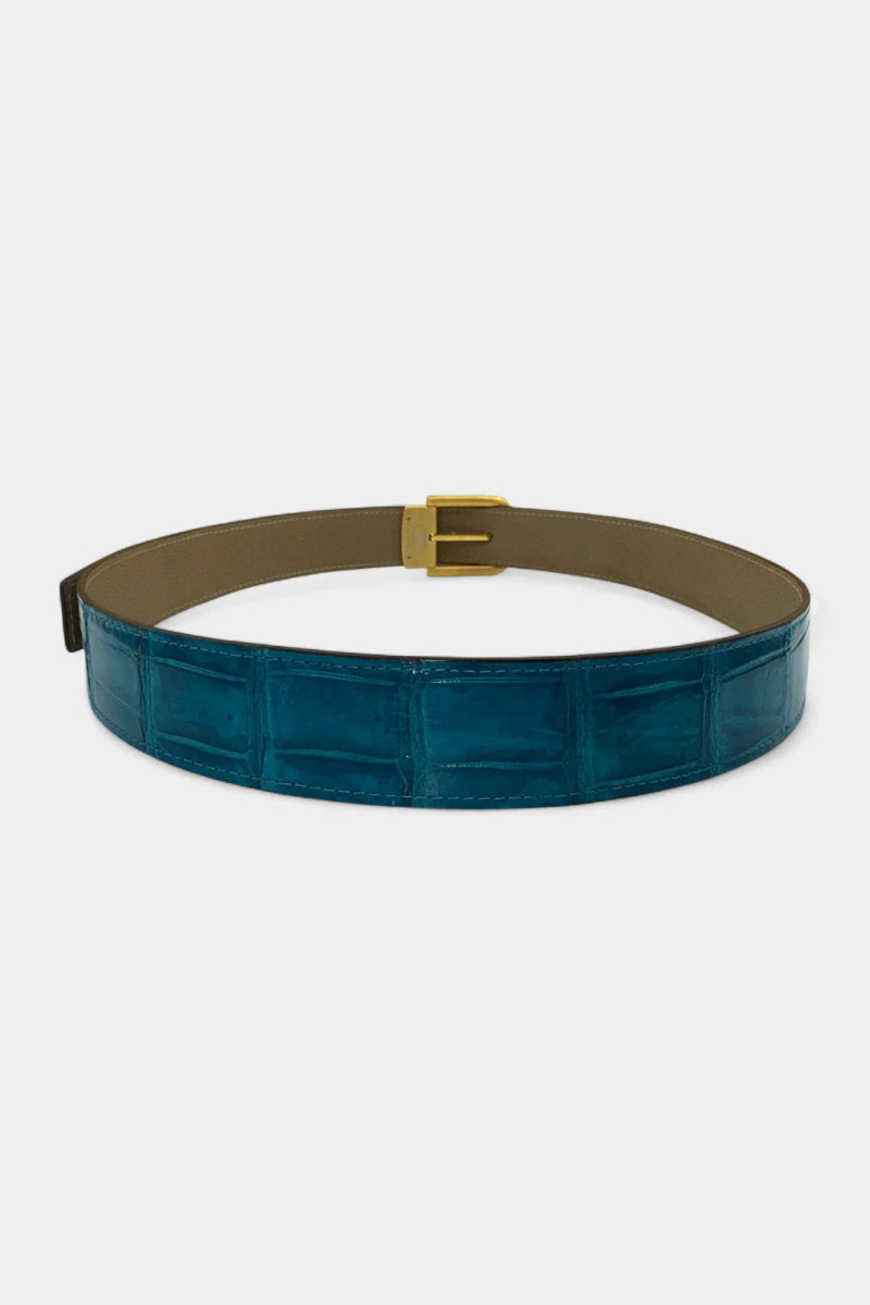 Ceinture en Cuir de Crocodile et Boucle Palladium Galvanisé - Galbert Paris