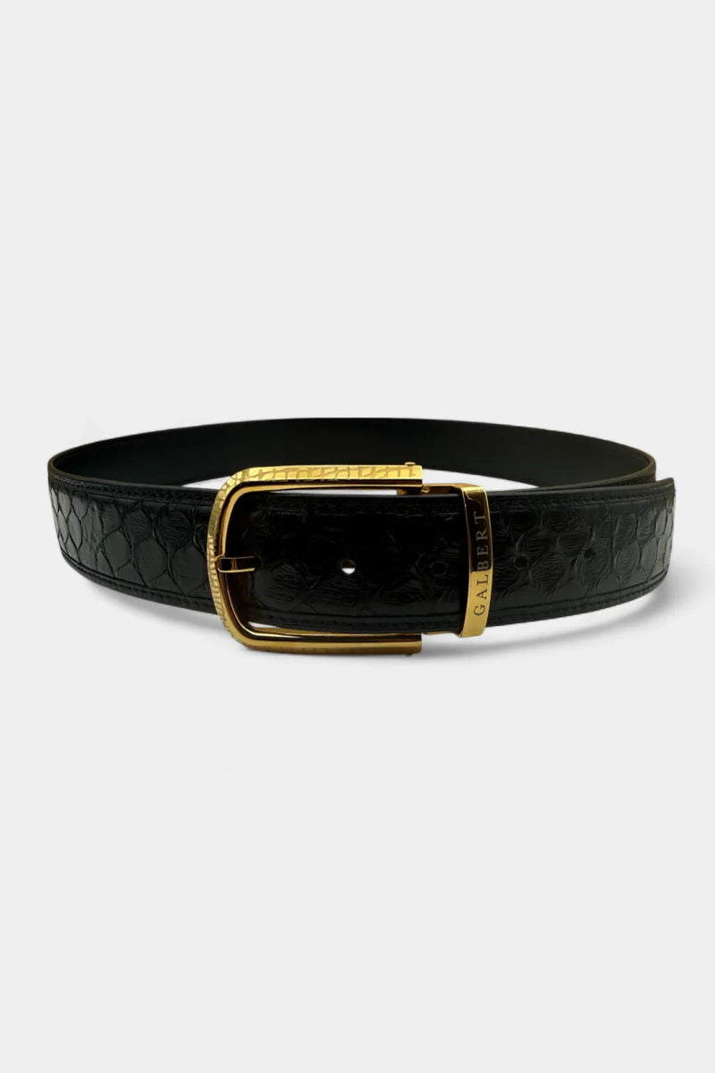 Ceinture en Cuir de Python et Boucle Or Galvanisé - Galbert Paris