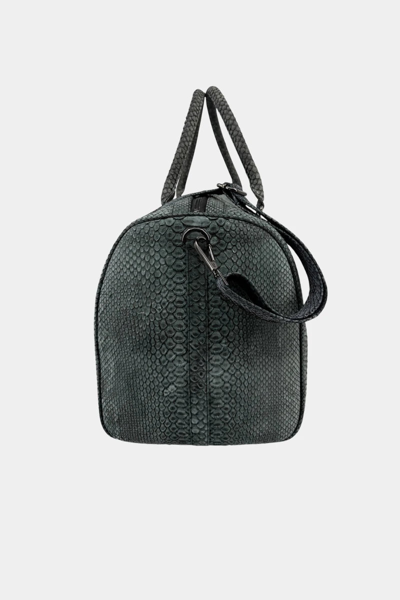 Sac de Voyage Python Nubuck Gris – Maroquinerie de Luxe - Galbert Paris