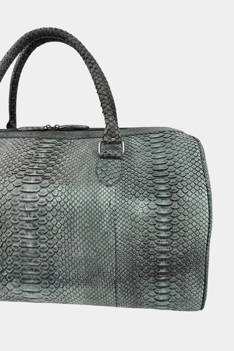 Sac de Voyage Python Nubuck Gris – Maroquinerie de Luxe - Galbert Paris