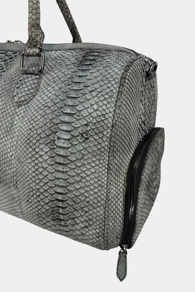 Sac de Voyage Python Nubuck Gris – Maroquinerie de Luxe - Galbert Paris