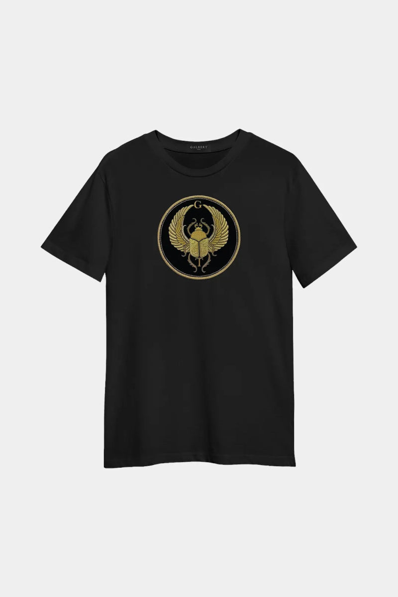 T-Shirt en Coton Premium Brodé Scarabée Fil d'Or - Galbert Paris