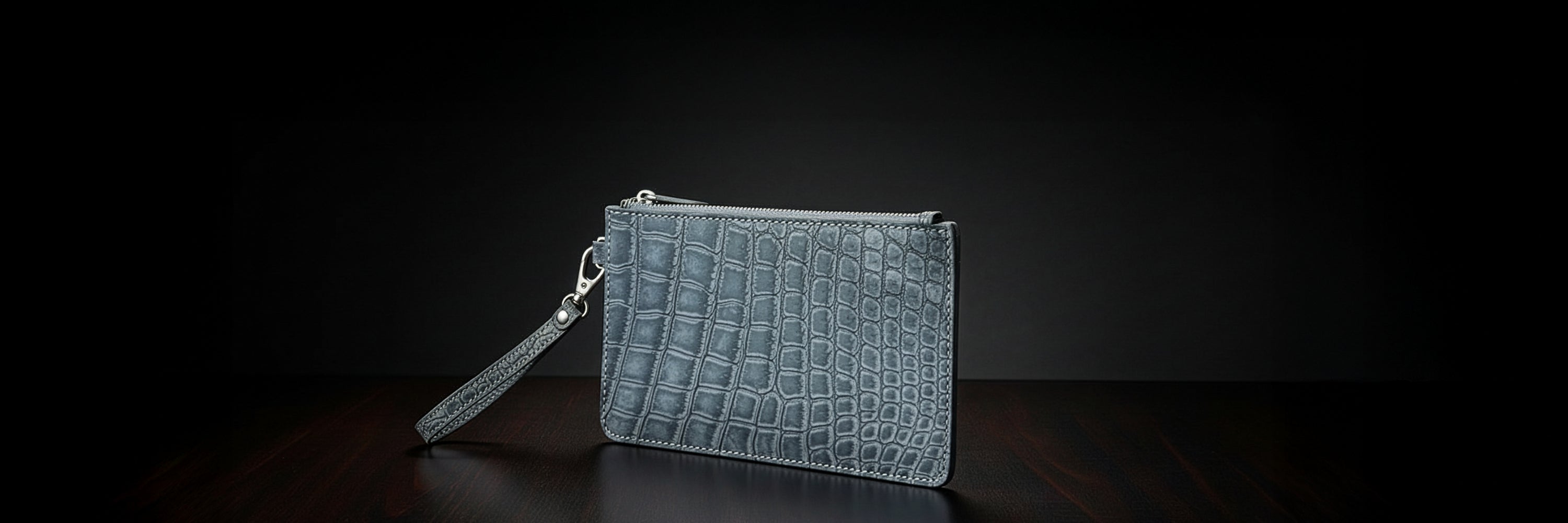 Bannière bureau collection pochettes Galbert Paris de luxe en cuir exotique et finitions haut de gamme