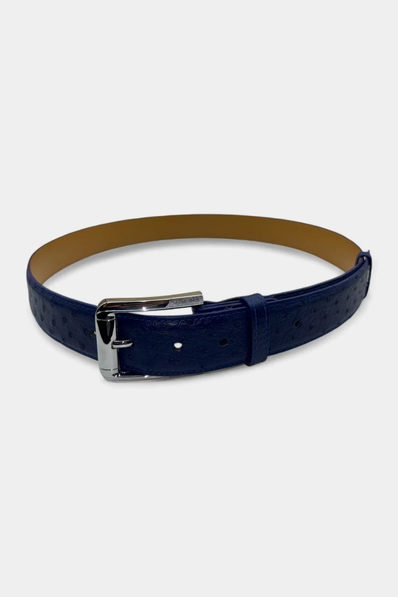Ceinture en Cuir d'Autruche et Boucle Palladium Satiné - Galbert Paris