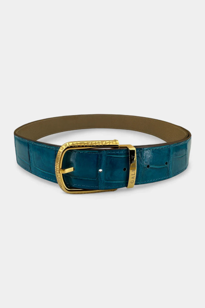 Ceinture en Cuir de Crocodile et Boucle Palladium Galvanisé - Galbert Paris