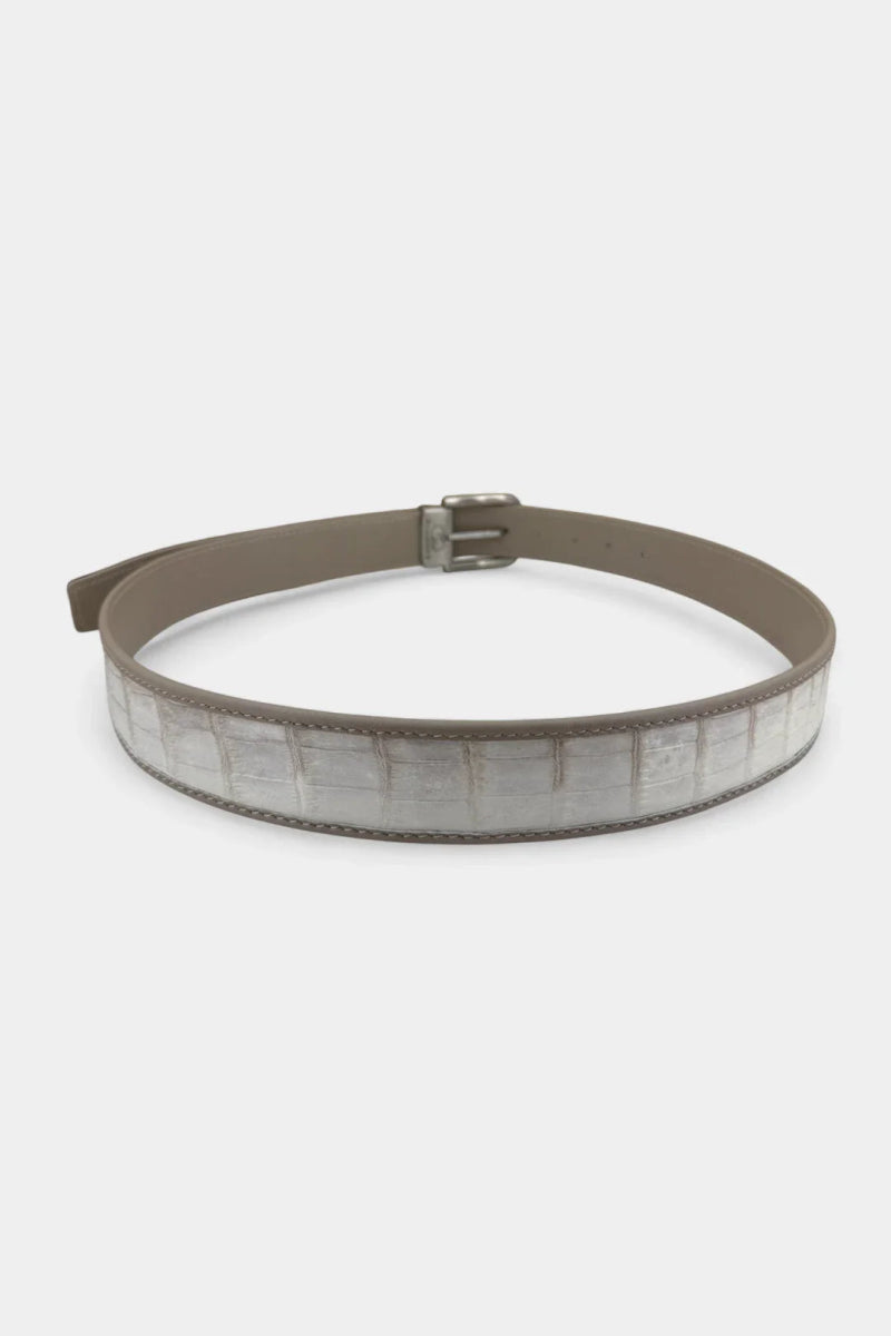 Ceinture en Cuir de Crocodile et Boucle Palladium Galvanisé - Galbert Paris