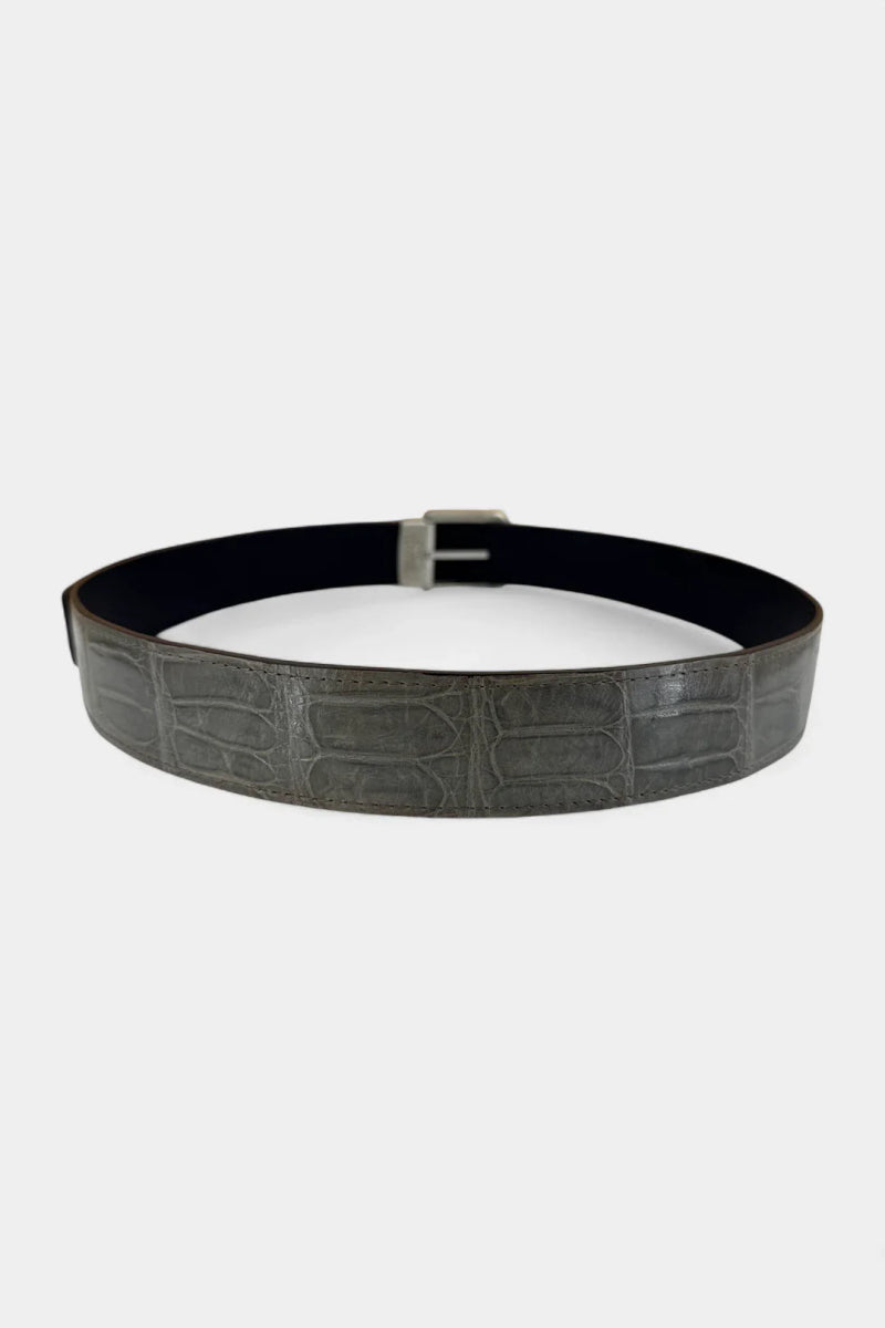 Ceinture en Cuir de Crocodile et Boucle Palladium Galvanisé - Galbert Paris