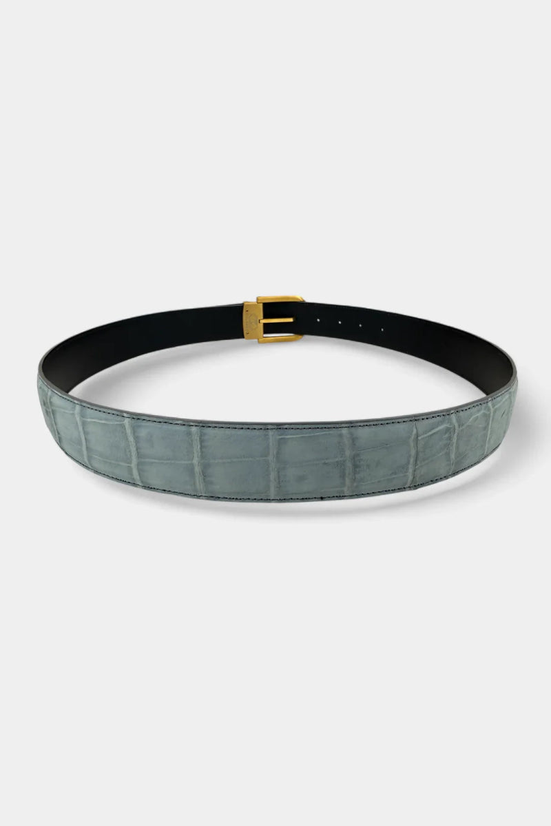 Ceinture en Cuir de Crocodile Nubuck et Boucle Or Galvanisé - Galbert Paris