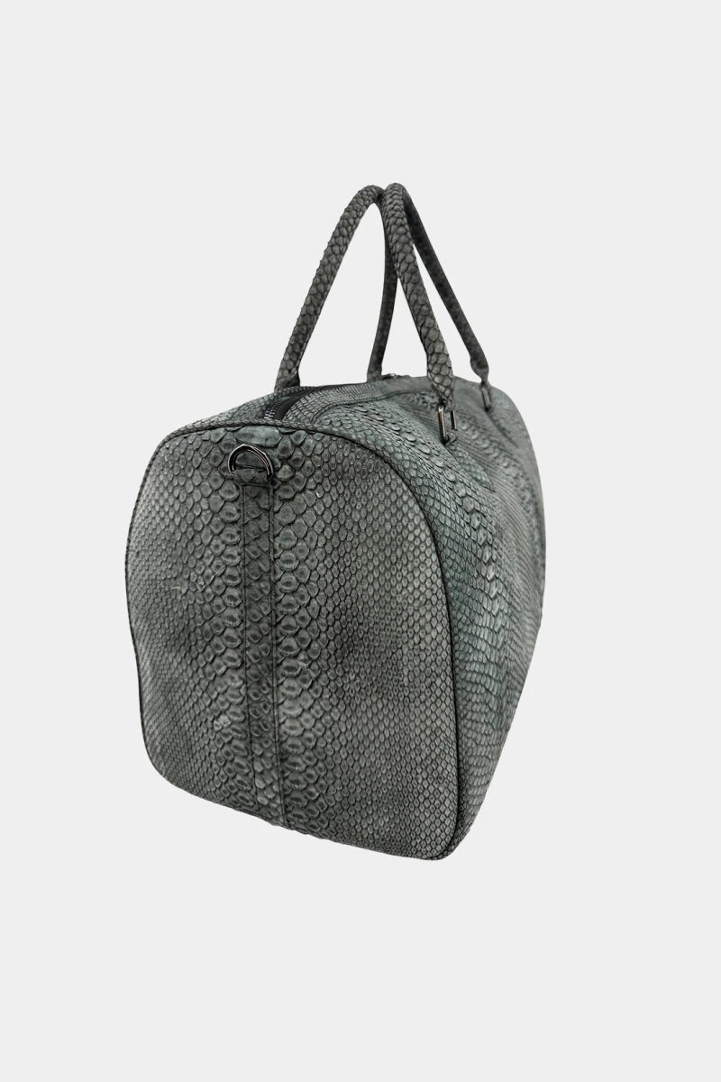 Sac de Voyage Python Nubuck Gris – Maroquinerie de Luxe - Galbert Paris